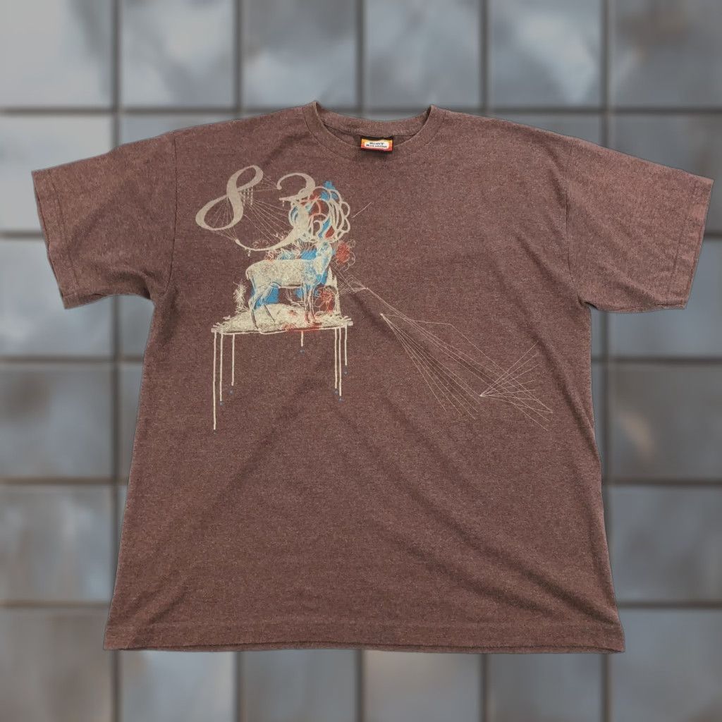 Vintage Heavy Rotation Men's XL Brown Heather Deer Graphic Print Short Sleeve T-Shirt Size US XL / EU 56 / 4 - 1 Thumbnail