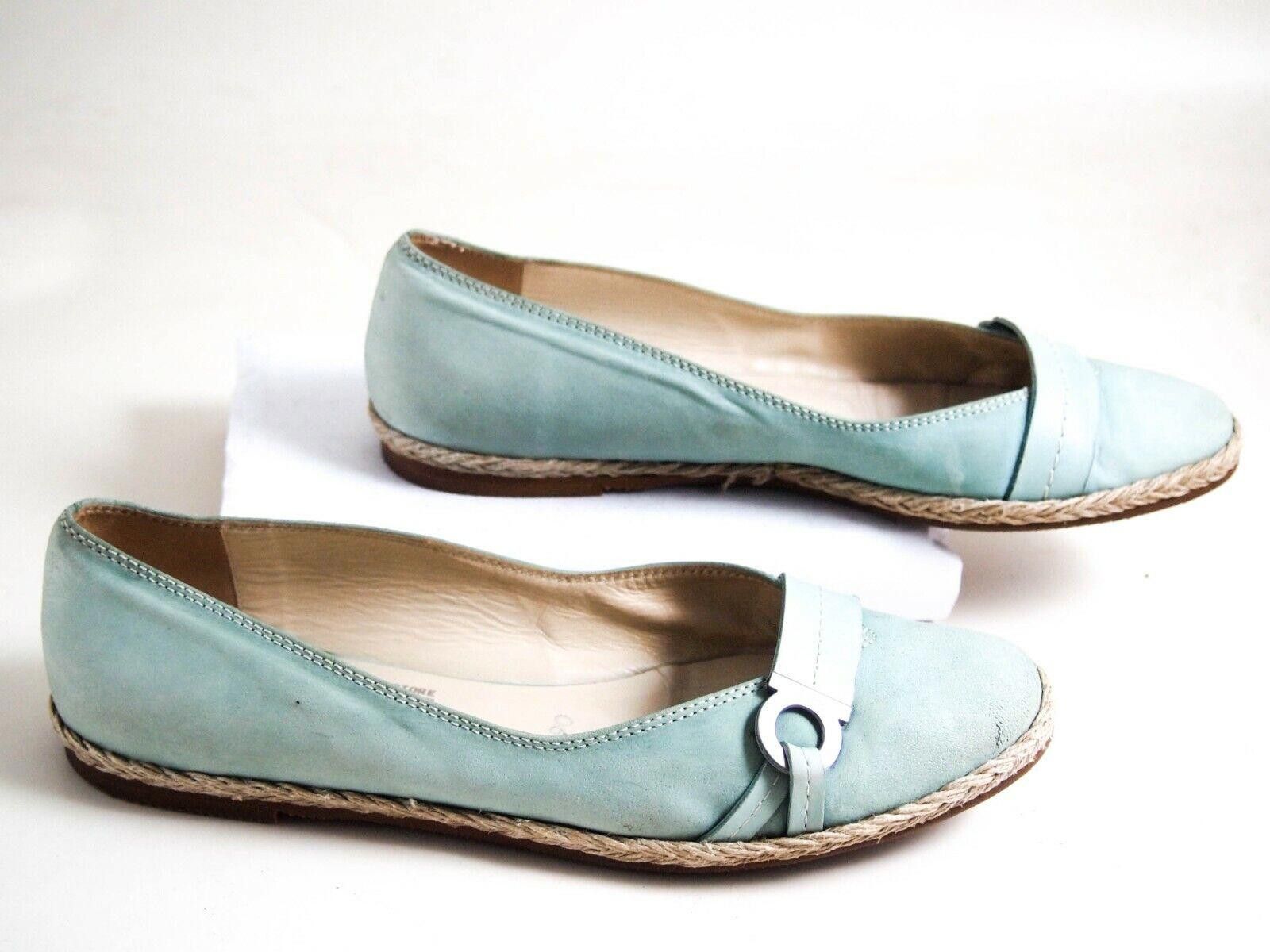 Salvatore Ferragamo Ferragamo Gancio Espadrilles Aqua Blue Suede EU 38 US 7.5 C Size US 7.5 / IT 37.5 - 4 Thumbnail
