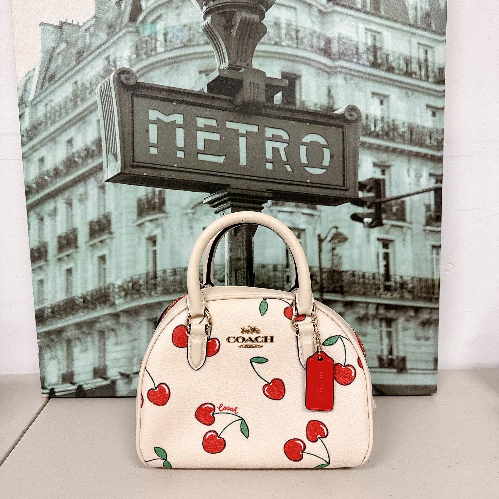Coach Coach CF421 Sydney Satchel With Heart Cherry Print Size ONE SIZE - 1 Thumbnail