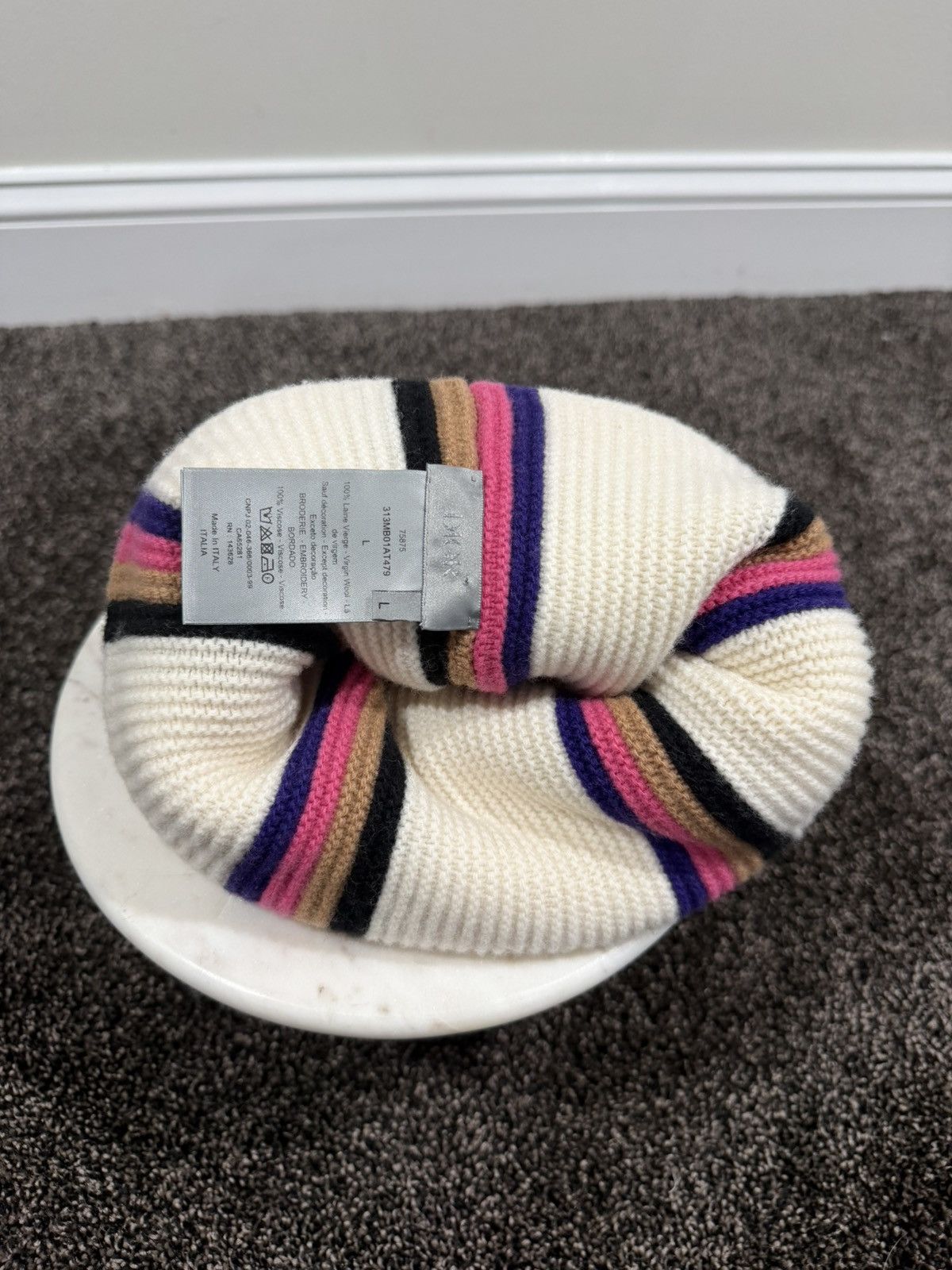 Dior Dior Striped Wool Knitted Beanie PomPom Hat Size ONE SIZE - 6 Thumbnail