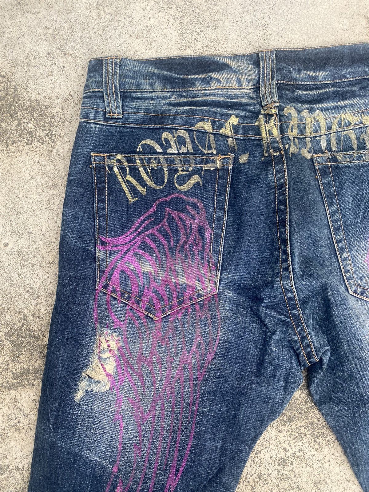 If Six Was Nine × Japanese Brand Flare Jeans Sorridere Distress Clawmark Bootcut Size US 35 - 20 Thumbnail