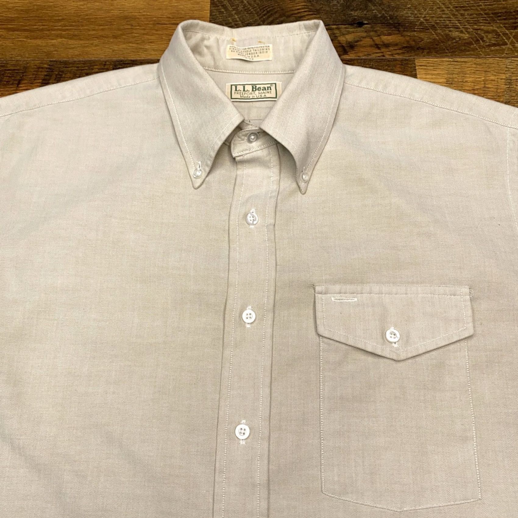 Vintage VINTAGE LL Bean Shirt Mens 17 Beige Button Up Pocket Shirt Size US XL / EU 56 / 4 - 4 Thumbnail