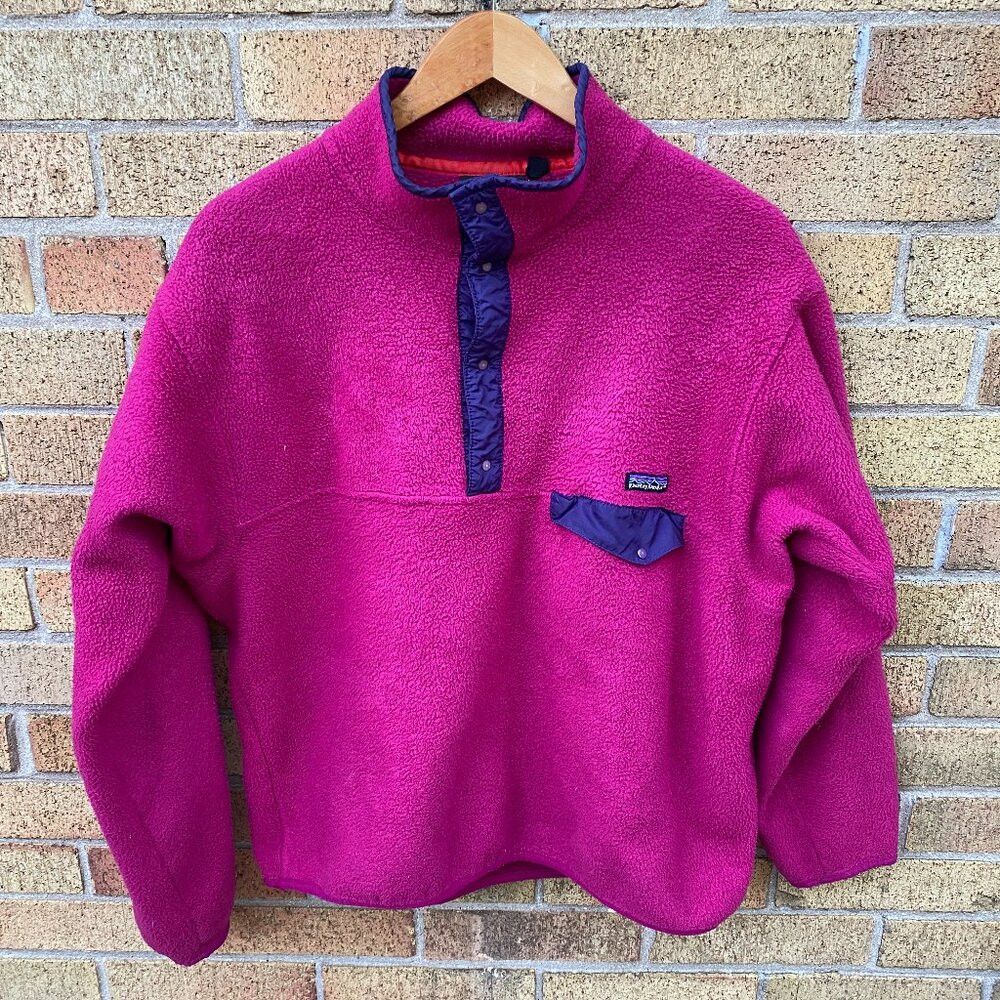 Patagonia × Vintage Vintage 90s Patagonia Snap Fleece Sweater Large Pink Size US L / EU 52-54 / 3 - 2 Thumbnail