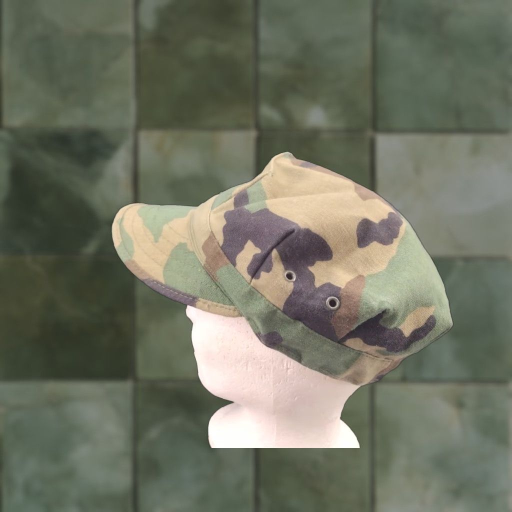 Vintage VINTAGE Military Hat Camouflage Green Cotton Canvas Casual Cap Men Reg/Size Green 80s Theme Breathing Size ONE SIZE - 1 Thumbnail