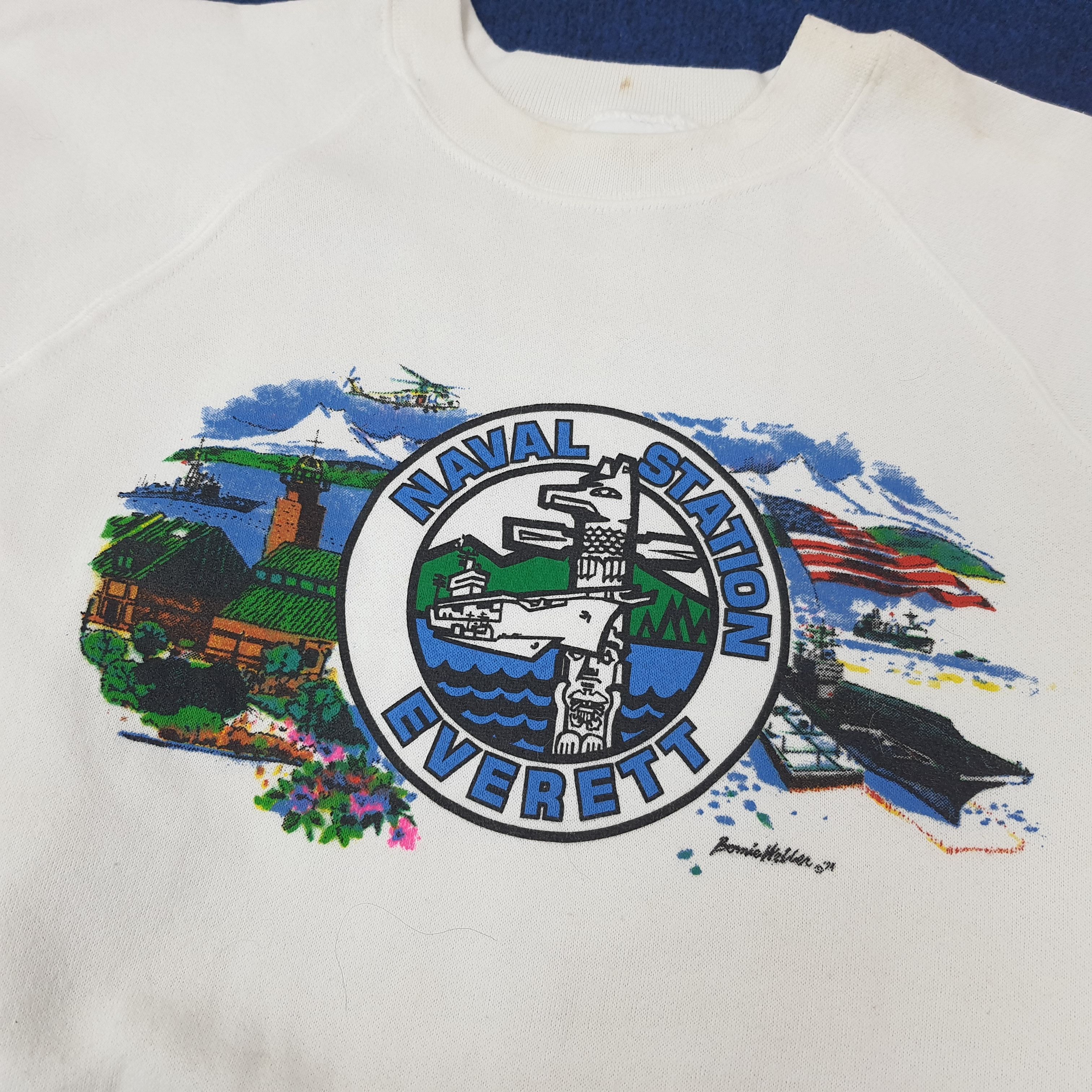 Vintage Vintage NAVAL STATION EVERETT Streetwear Sweatshirts C227N19 Size US M / EU 48-50 / 2 - 2 Thumbnail