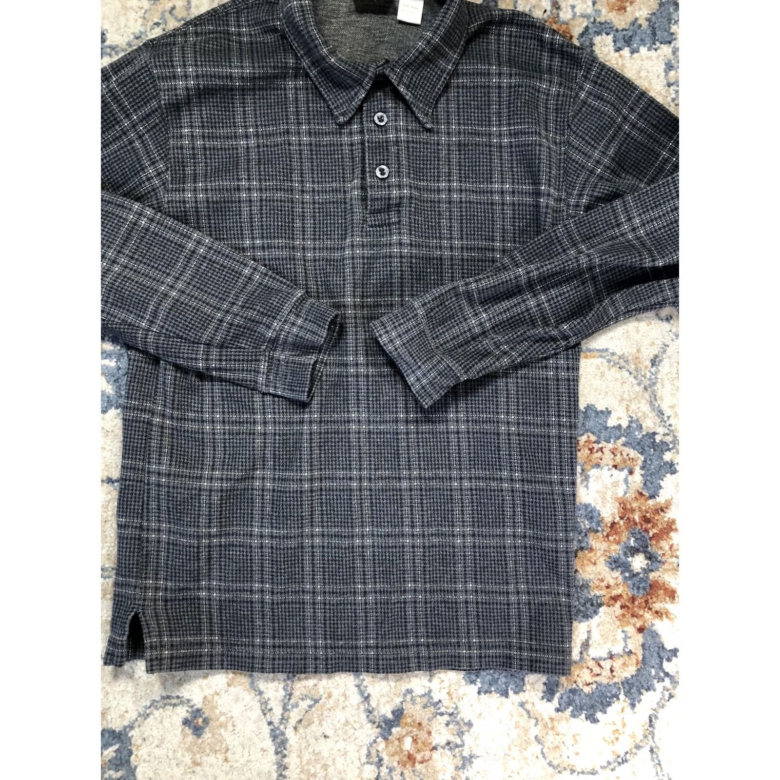 Vintage L.L. Bean Polo Shirt Mens Small Gray Plaid Knit Long Sleeve Casual Size US S / EU 44-46 / 1 - 5 Thumbnail