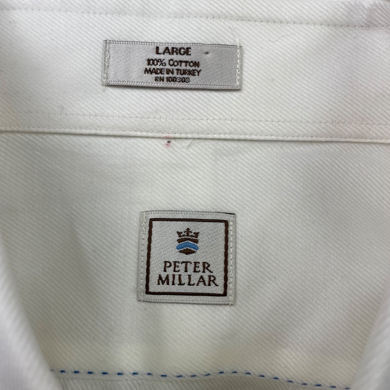 Peter Millar Peter Millar Men's 100% Cotton L/S Dress Shirt White • Large Size US L / EU 52-54 / 3 - 3 Thumbnail