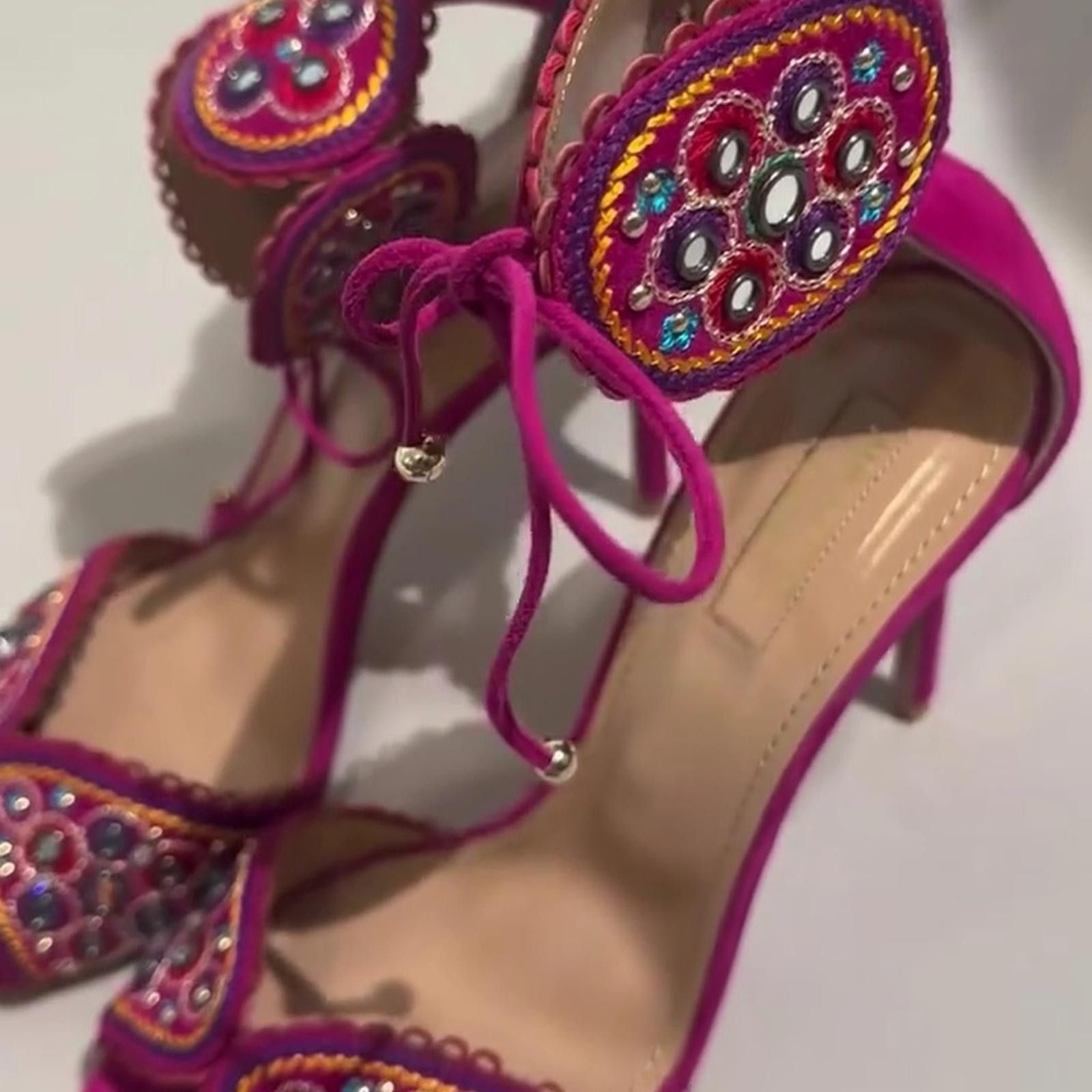 Other Aquazzura Jaipur Suede Ankle-strap Sandals In Azalea Pink Size US 8.5 / IT 38.5 - 6 Thumbnail