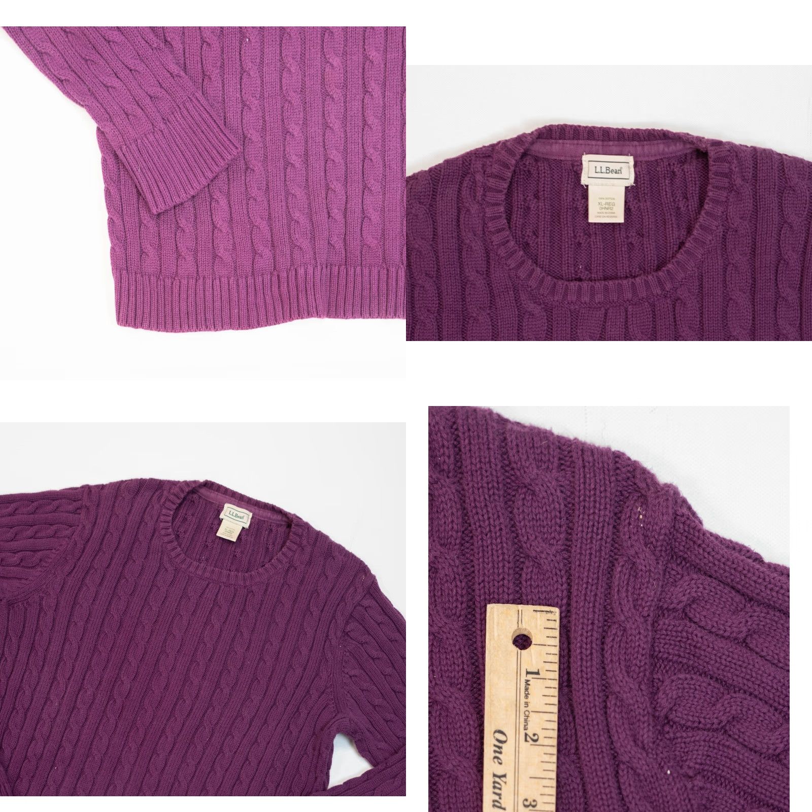Vintage VINTAGE LL Bean Sweater Womens XL Purple Cable Knit Fisherman Cotton Classic Style Cozy Size XL / US 12-14 / IT 48-50 - 8 Thumbnail