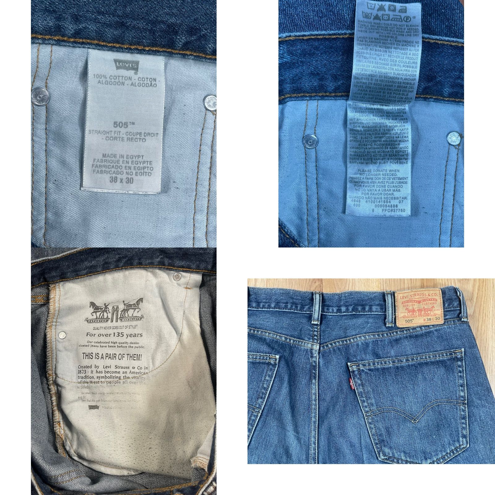 Levi's LEVI'S 505 Straight Leg Fit Jeans Men’s 38Wx30L Blue Denim 100% Cotton Strauss Size US 38 / EU 54 - 8 Thumbnail
