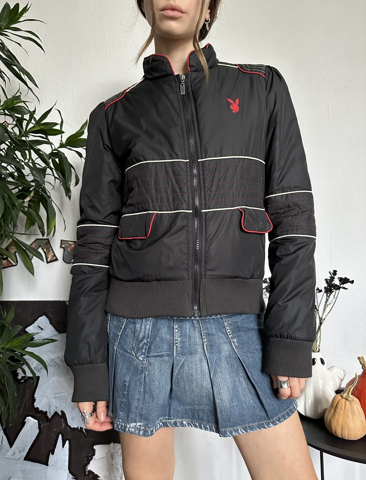 Playboy × Vintage Vintage Playboy 90s Women’s Zip Moto Biker Jacket y2k Size L / US 10 / IT 46 - 1 Thumbnail