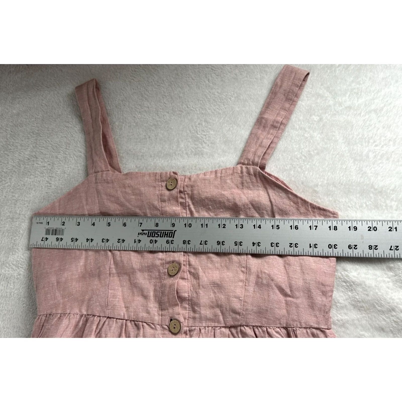 Rachel Zoe Rachel Zoe Womens Linen Button-Front Sleeveless Midi Dress Size 8 Pink Pockets Size M / US 6-8 / IT 42-44 - 7 Thumbnail