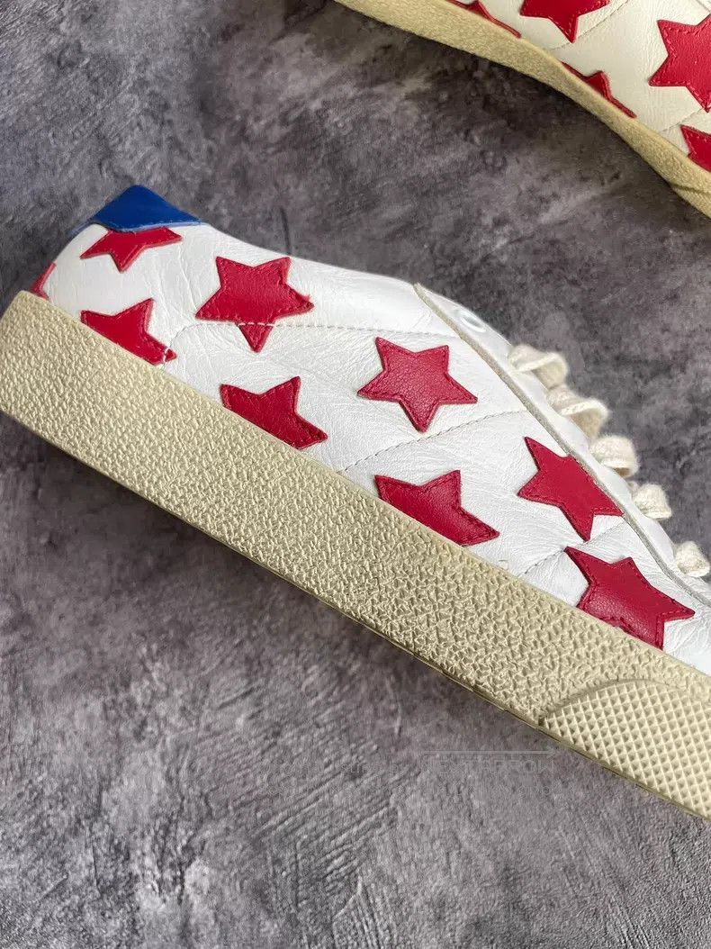 Saint Laurent Paris Saint Laurent Paris Red and White Patchwork Star Canvas Sh Size US 6 / EU 39 - 4 Thumbnail