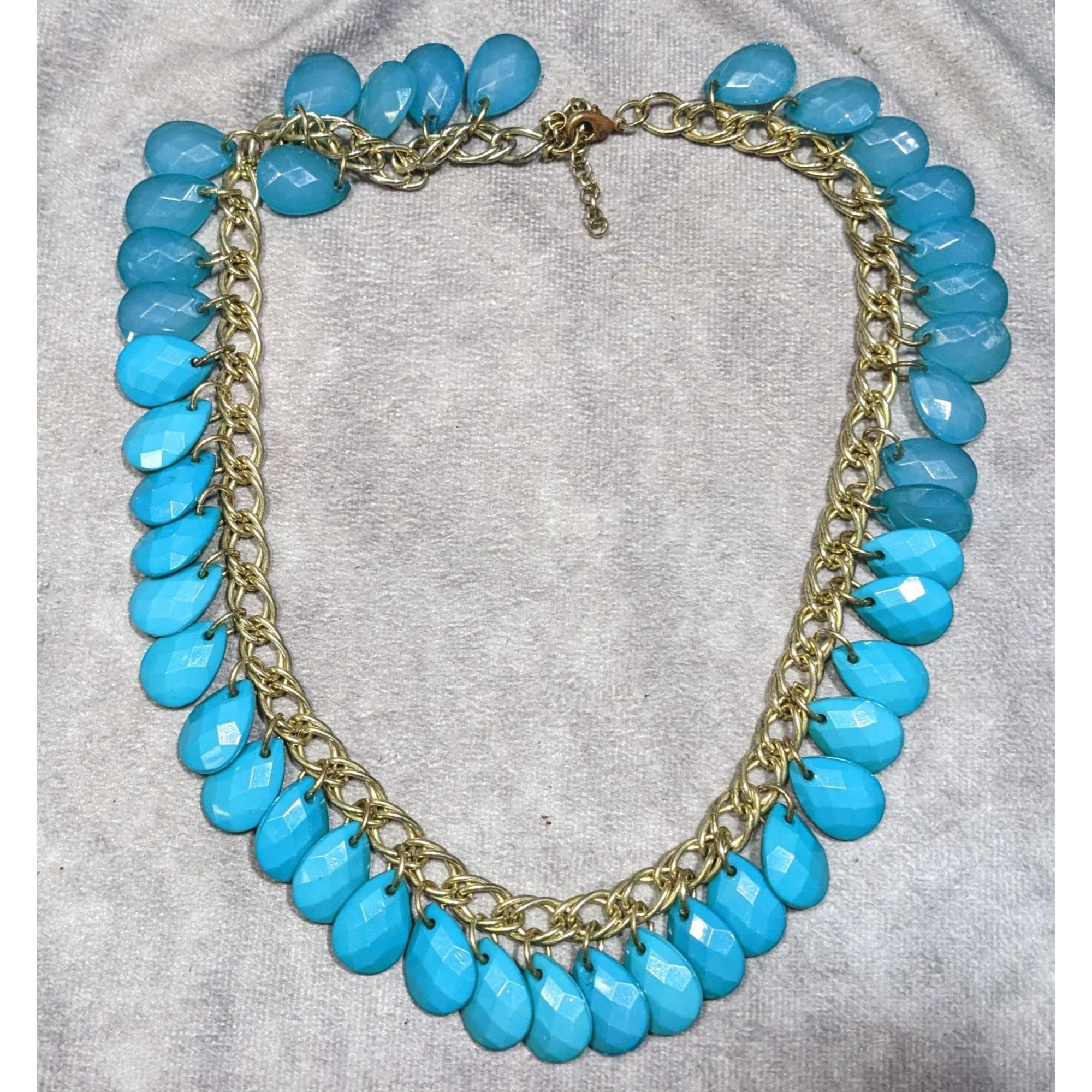 Other Turquoise Teardrop Faceted Beaded Fringe Necklace Size ONE SIZE - 6 Thumbnail