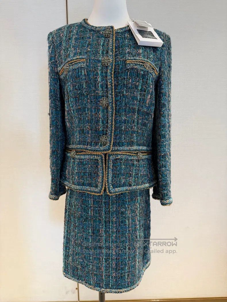 Chanel Chanel Egyptian series peacock blue glazed buckle tweed sk Size 25" / US 0 / IT 36 - 1 Thumbnail