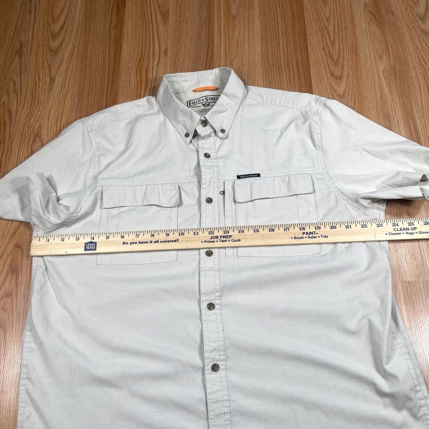 Vintage Field & Stream Shirt Mens L Beige Button-Down Short Sleeve Stretch Crew Neck? Size US L / EU 52-54 / 3 - 6 Thumbnail