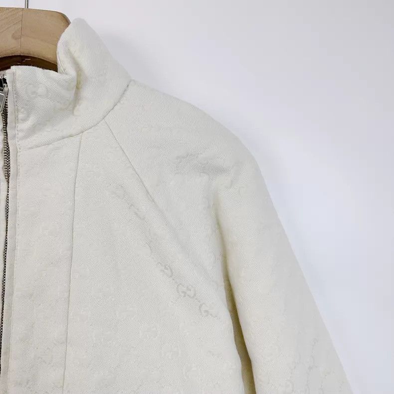 Gucci Gucci White double G full-print logo zipper cotton jacket Size XS / US 0-2 / IT 36-38 - 6 Thumbnail