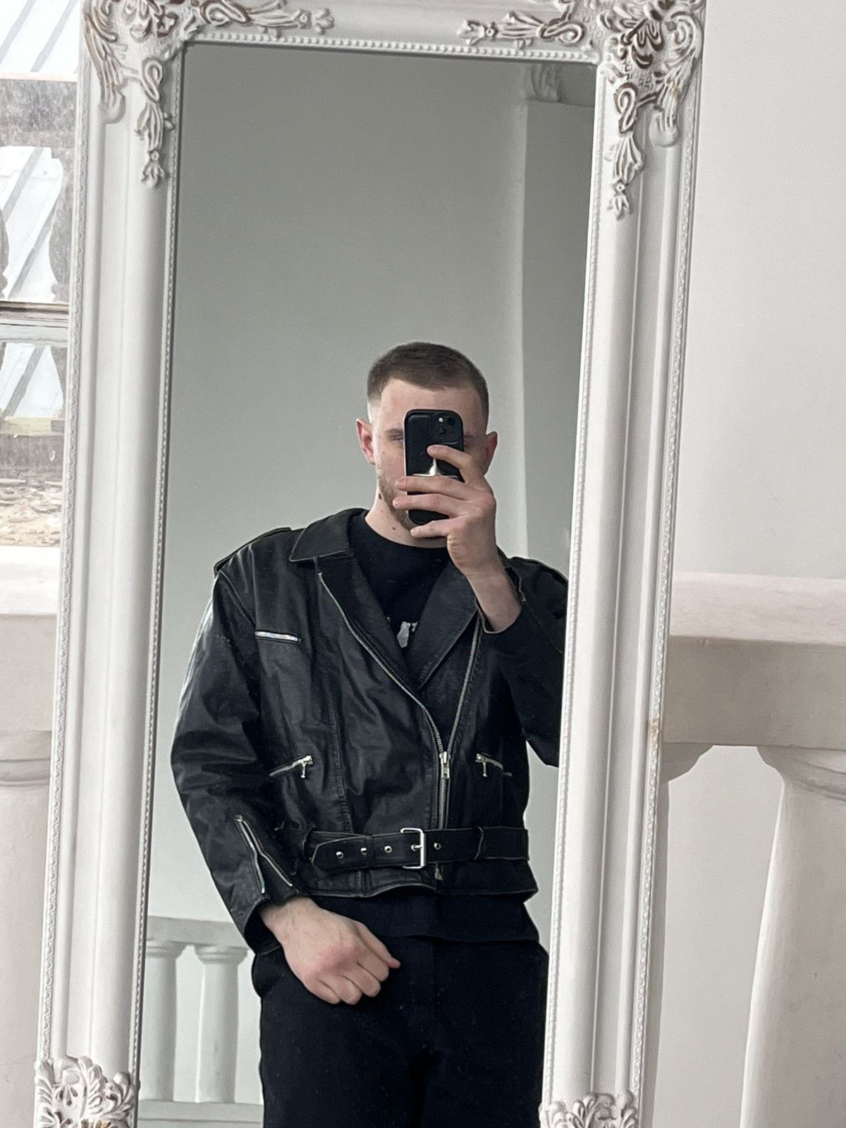Harley Davidson Vintage Biker Faded Black Leather Moto Jacket Avantgarde Size US M / EU 48-50 / 2 - 9 Thumbnail