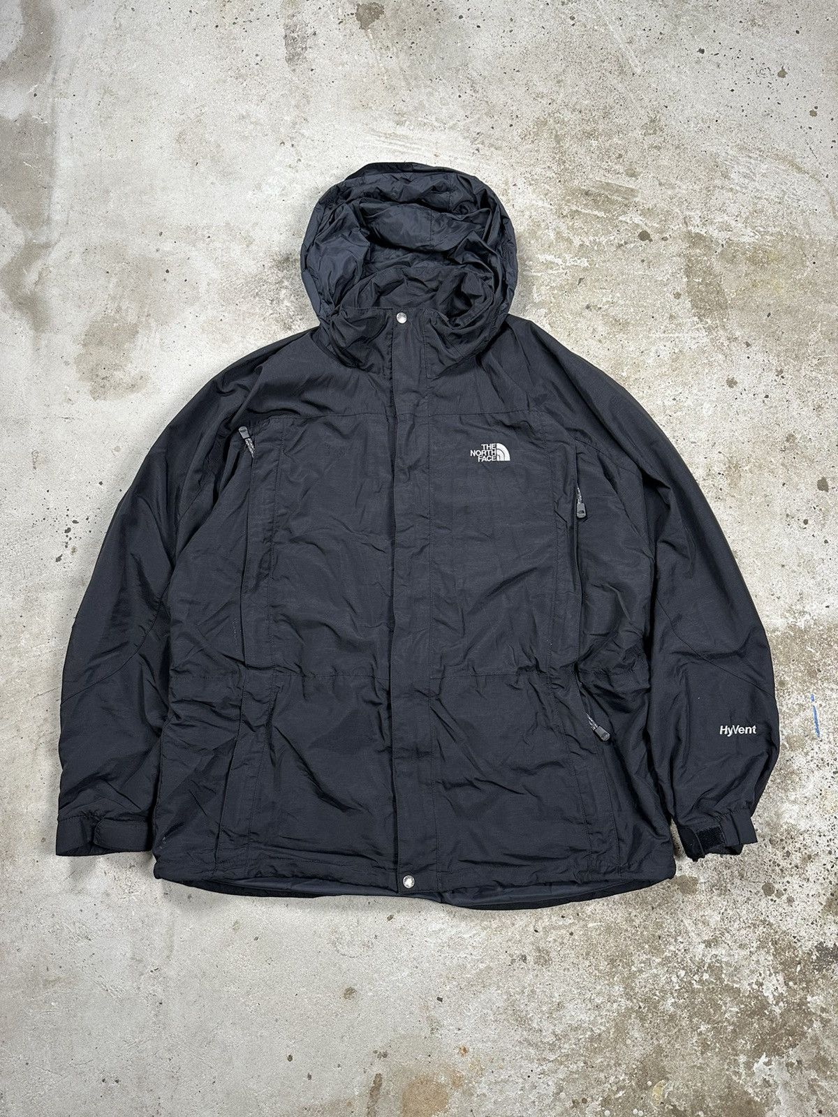 The North Face × Vintage ‼️ Vintage y2k The North Face HyVent Black Jacket Hooded Size US XL / EU 56 / 4 - 2 Thumbnail
