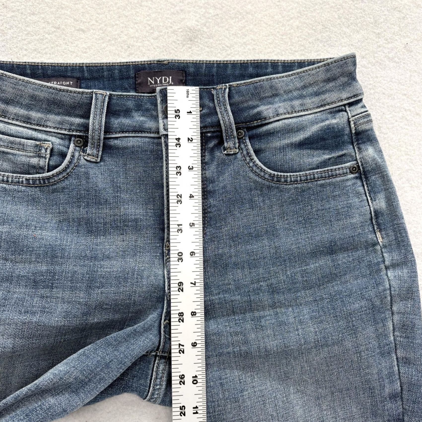 NYDJ NYDJ Marilyn Straight Jeans Womens Blue Size 2 Mid Rise Stretch Shaping Crop Raw Hem Size 26" / US 2 / IT 38 - 7 Thumbnail