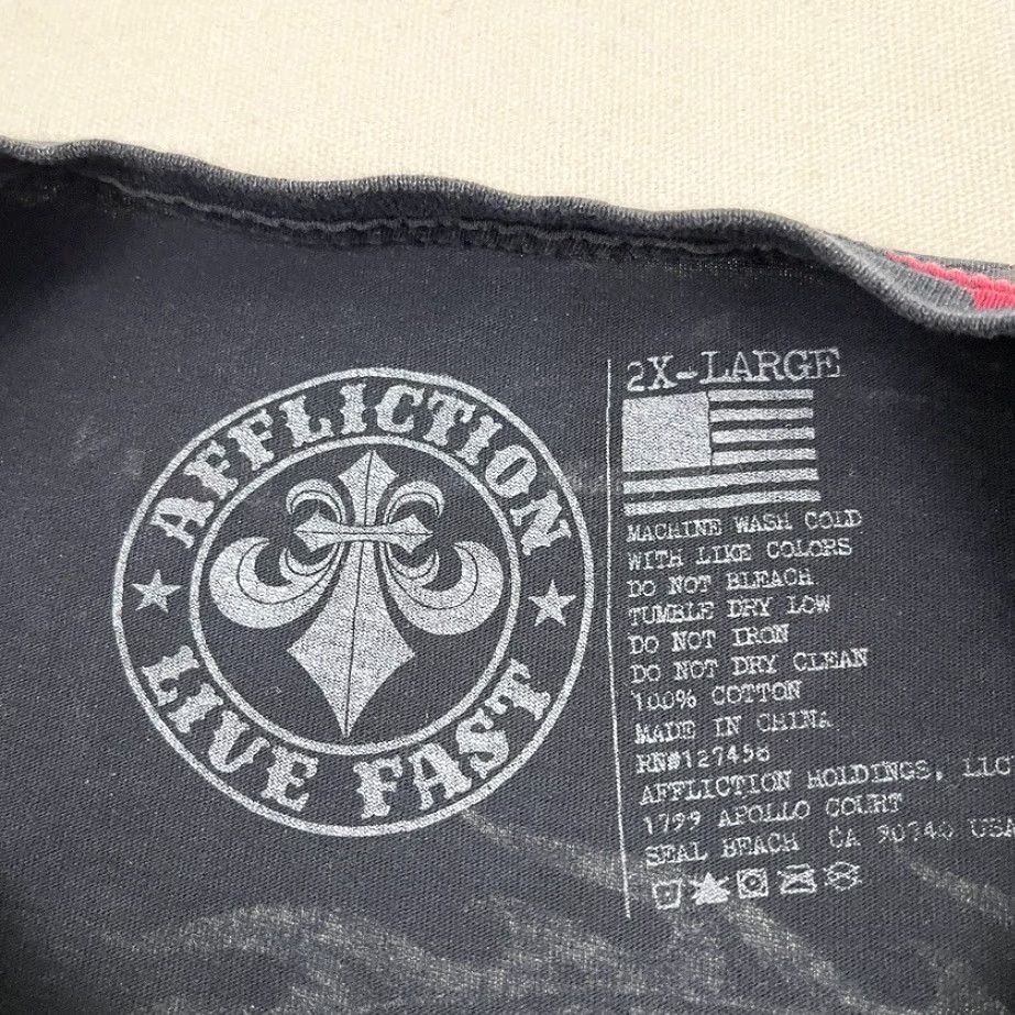 Affliction VINTAGE Affliction Shirt Mens 2XL XXL Black Graphic Print Crew Neck Short Sleeve Distressed Grunge Logo 2010s Mens Size US XXL / EU 58 / 5 - 3 Thumbnail
