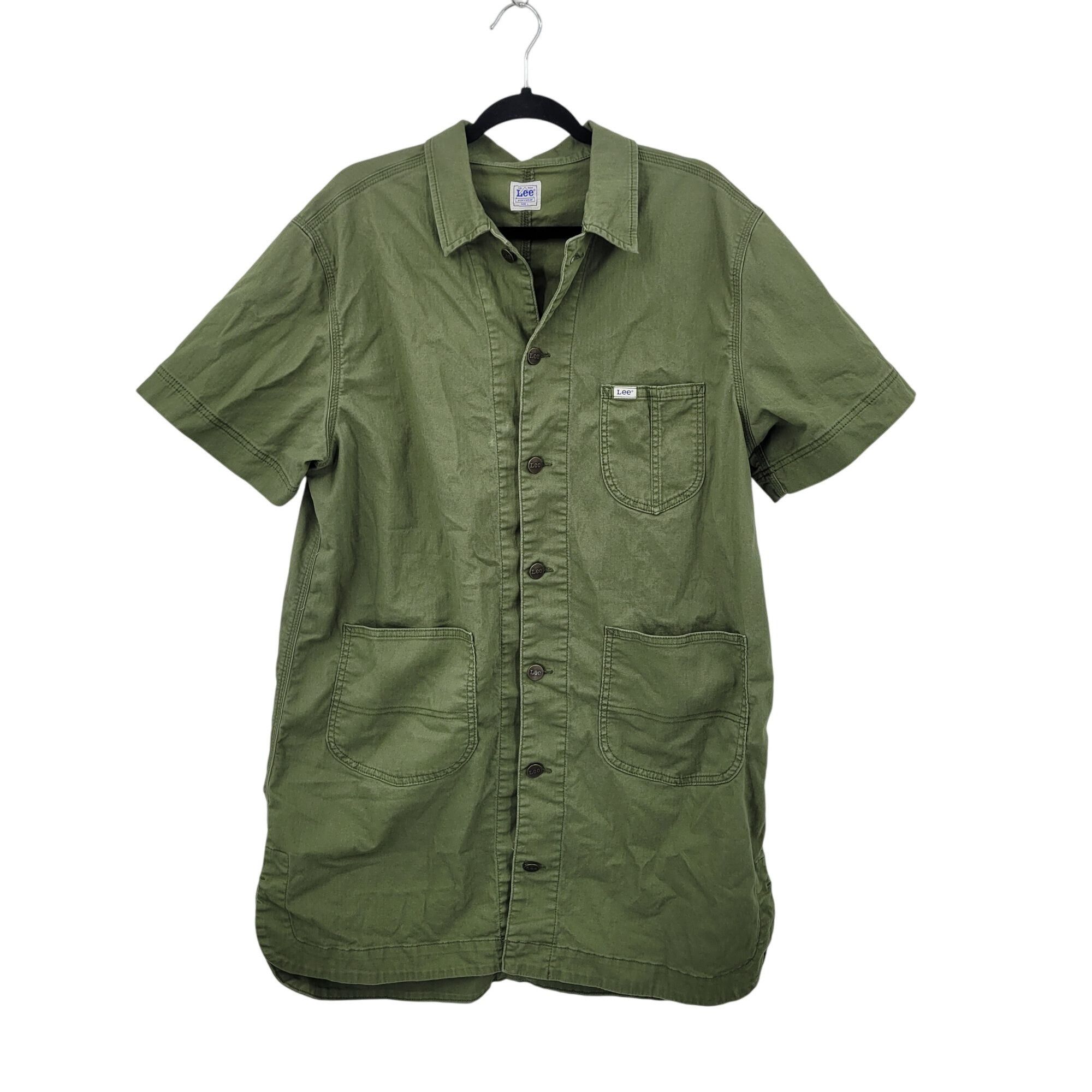Lee Vtg Lee Workwear Army Green Pinafore Denim Utility Shirt Dre Size L / US 10 / IT 46 - 1 Thumbnail