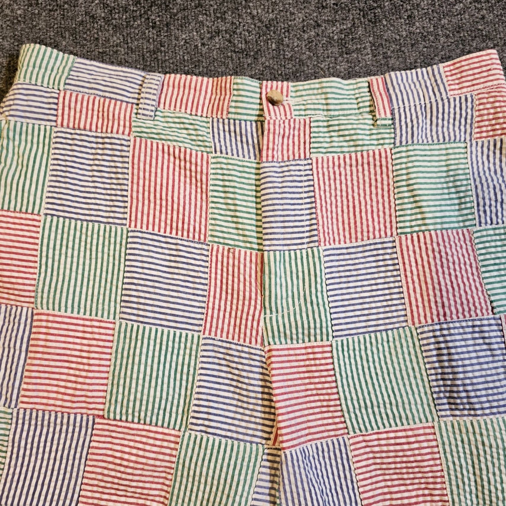 Vintage Harris Shorts Men 34 Green Blue Red Madras Plaid Bermuda Preppy Casual Seersucker 10in Inseam Flat Front Knit Cotton Zip Pockets Size US 34 / EU 50 - 2 Thumbnail