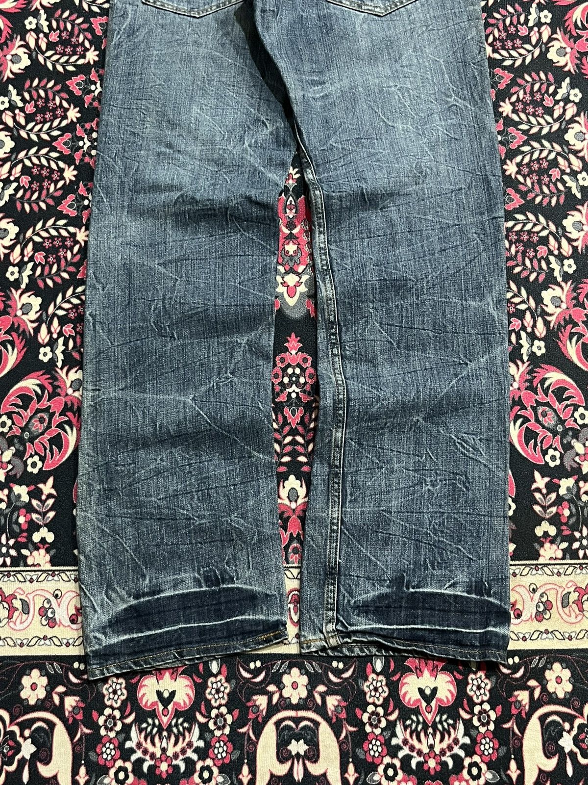 Hysteric Glamour Japanese Brand Daily News Double Waist Distressed Blue Jeans Size US 33 - 8 Thumbnail