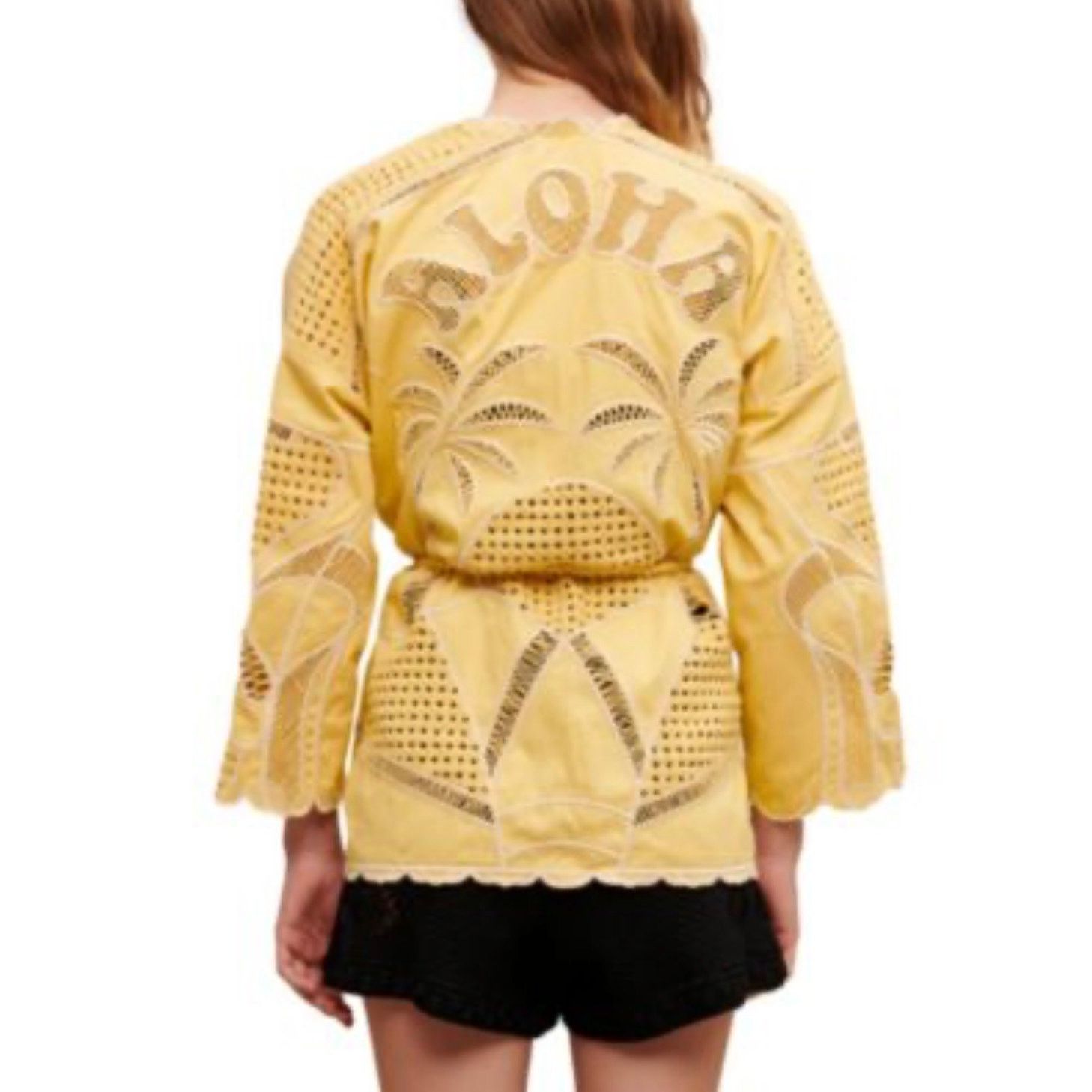 Maje NEW NWT Maje ‘ALOHA’ Embroidered Kimono Jacket Yellow 40 Size L / US 10 / IT 46 - 2 Thumbnail