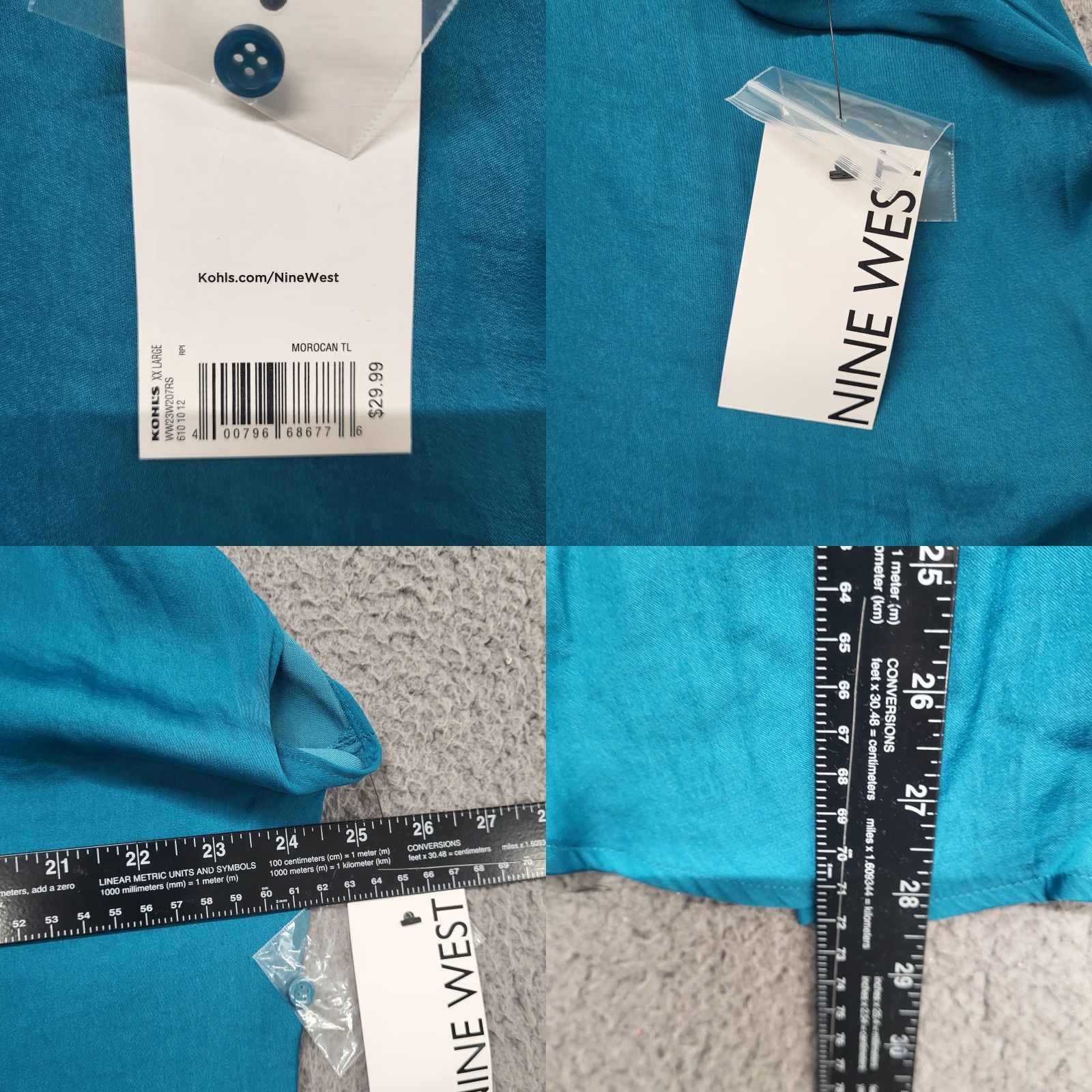 Nine West Nine West Blouse Women's XXL Morocan Teal Button-Down Sleeveless Shirt Shirt Blouse Regular Fit VINTAGE=no Size XXL / US 16-18 / IT 52-54 - 8 Thumbnail