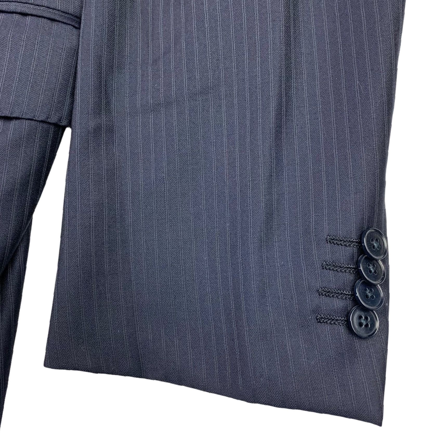 Ermenegildo Zegna VINTAGE Ermenegildo Zegna Blazer Men Navy Stripe 100% Wool Trofeo 44L Two-Button Single-Breasted Cancer? Size 44R - 4 Thumbnail