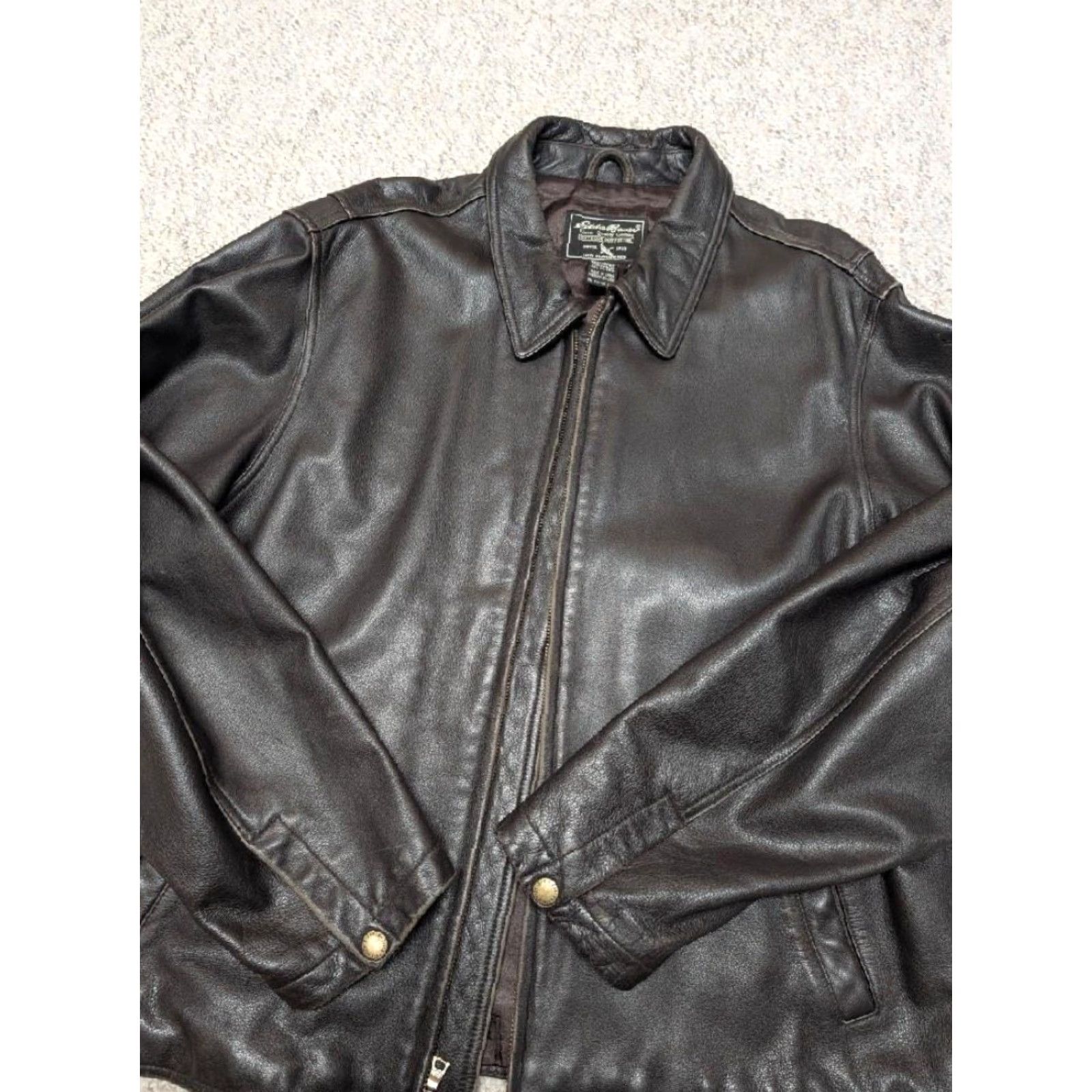 Eddie Bauer VINTAGE Eddie Bauer leather jacket XLT dark brown PATINA motorcycle 48 TALL Mens Leather Jacket 48 in brown XLT tall Size US XL / EU 56 / 4 - 6 Thumbnail