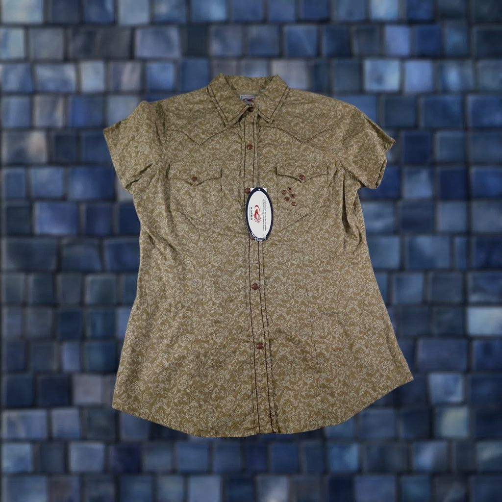 Roper Roper Womens Small Beige Floral Western Shirt Round Collared Short Sleeve Button-Up NA Size S / US 4 / IT 40 - 1 Thumbnail