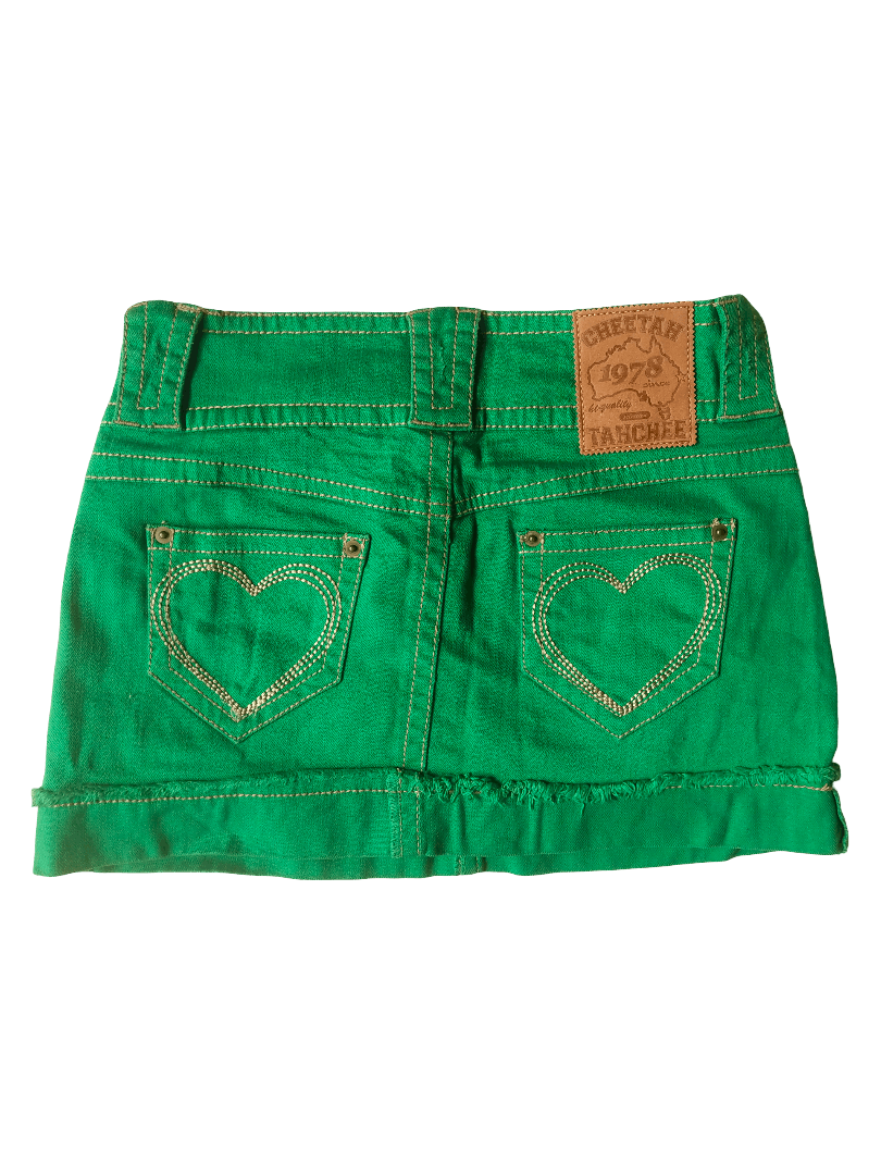 Hysteric Glamour Cheetah Tanchee Low-Rise Green Denim Mini Skirt Archive Y2K Size 26" / US 2 / IT 38 - 1 Thumbnail
