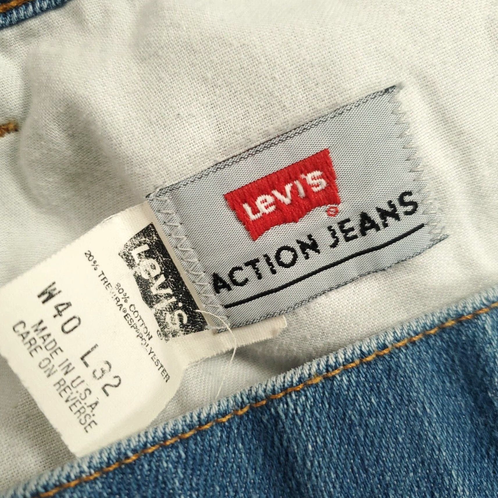 Levi's VINTAGE Levi's Action Jeans Mens 40x32 Blue Distressed 90s Denim 5-Pocket Regular Fit Size US 40 / EU 56 - 7 Thumbnail