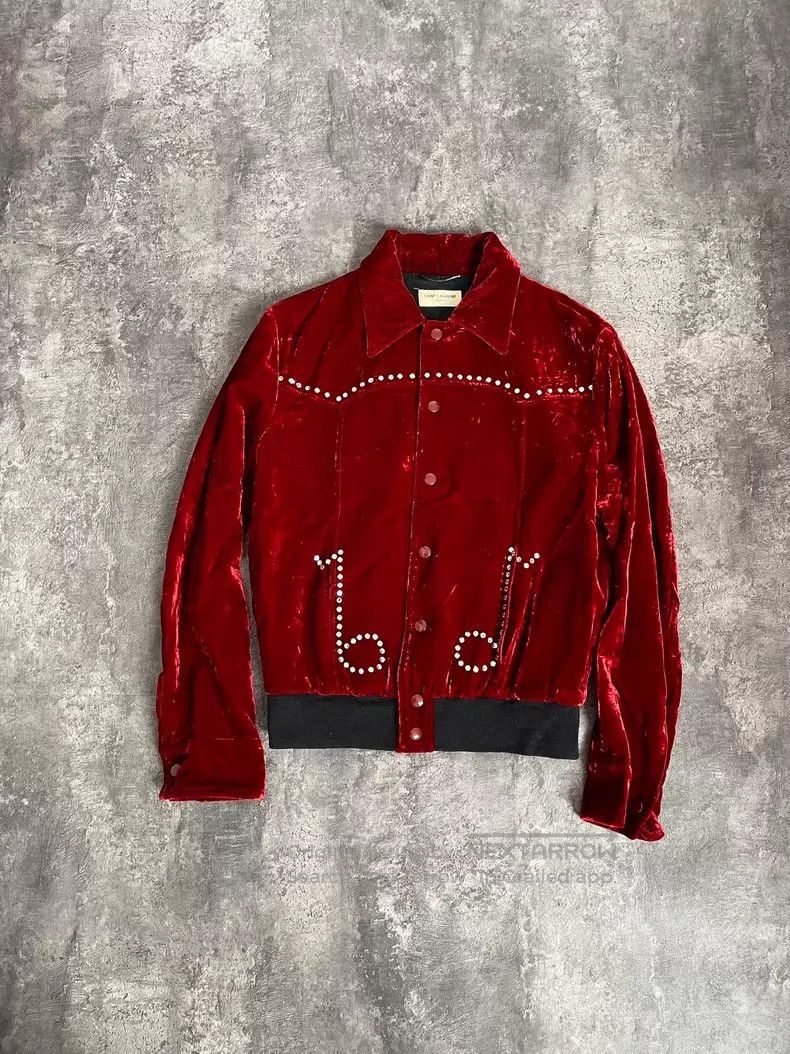 Saint Laurent Paris Saint Laurent Paris Red Velvet Note Crystal Jacket Size US S / EU 44-46 / 1 - 1 Thumbnail