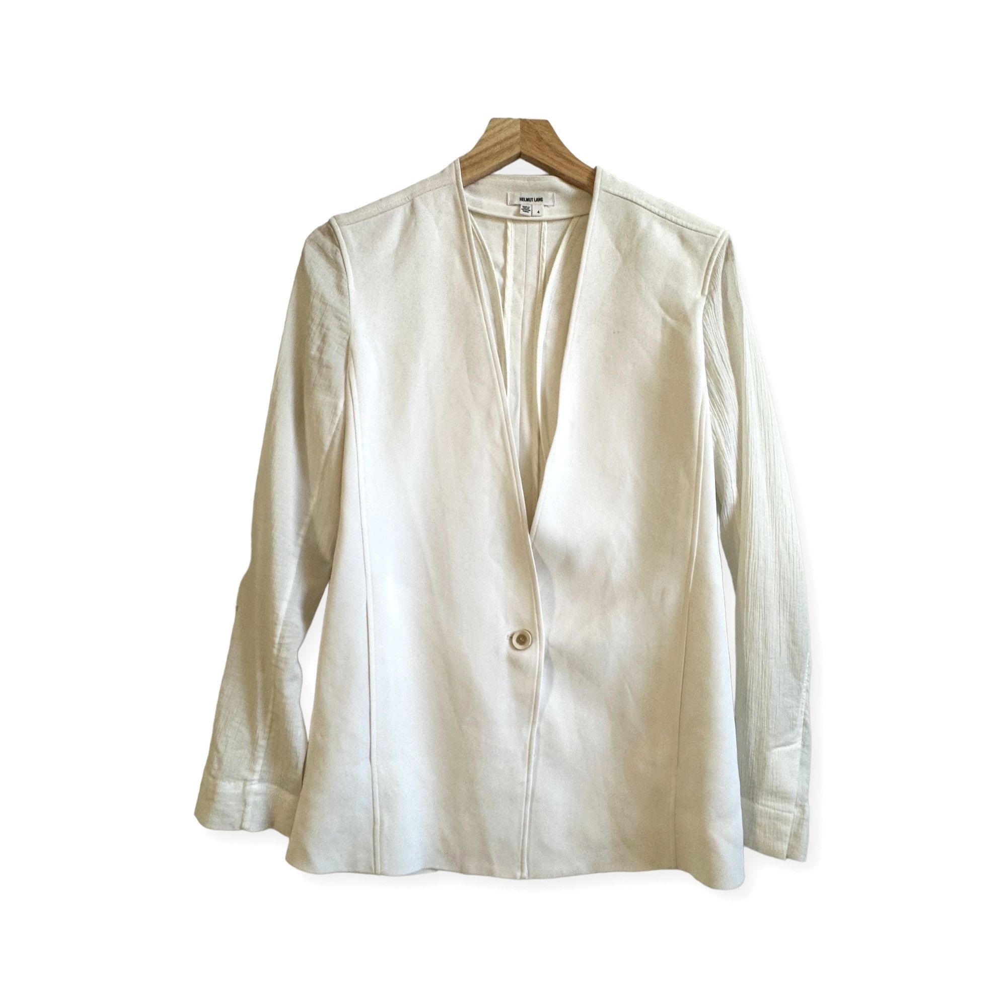 Helmut Lang Helmut Lang Torsion White Cutout Blazer, Size 4 Size S / US 4 / IT 40 - 1 Thumbnail