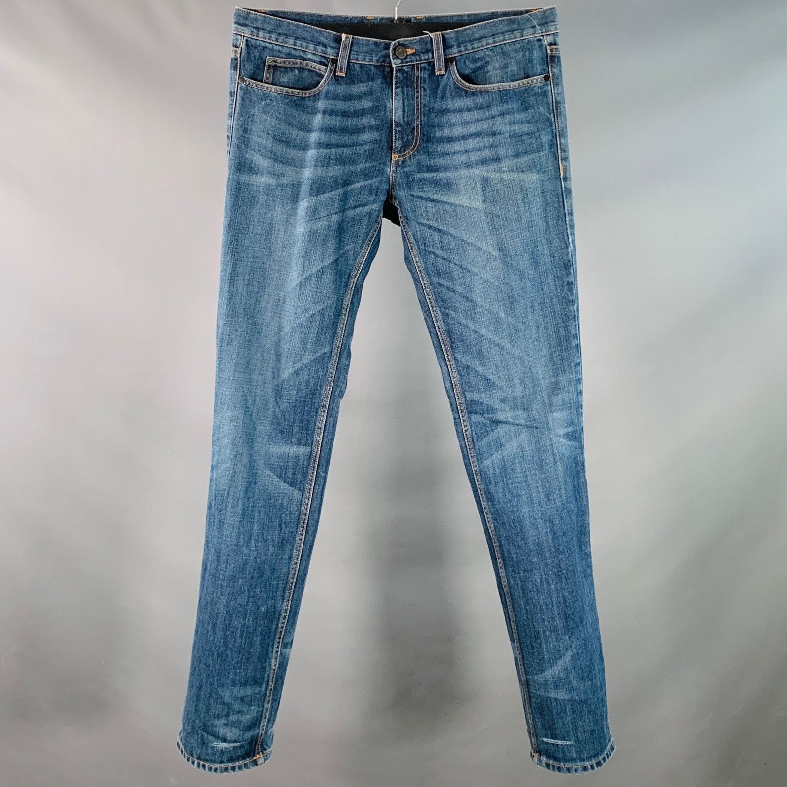 Lanvin LANVIN Twill Cotton Straight Contrast Stitch Zip Fly Jeans Size US 34 / EU 50 - 1 Thumbnail