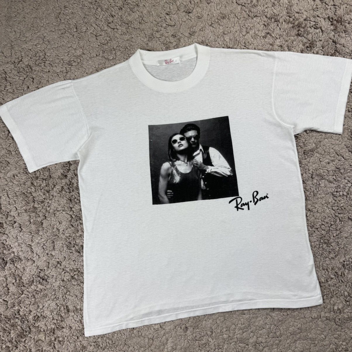 RayBan Vintage 90s Ray-ban Couple Graphic Promo T-shirt Size US M / EU 48-50 / 2 - 3 Thumbnail