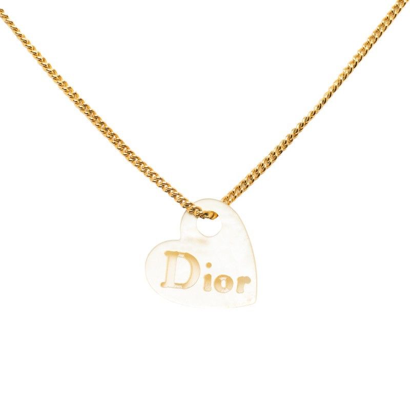 image of Dior Shell Heart Pendant Necklace in Gold, Women's