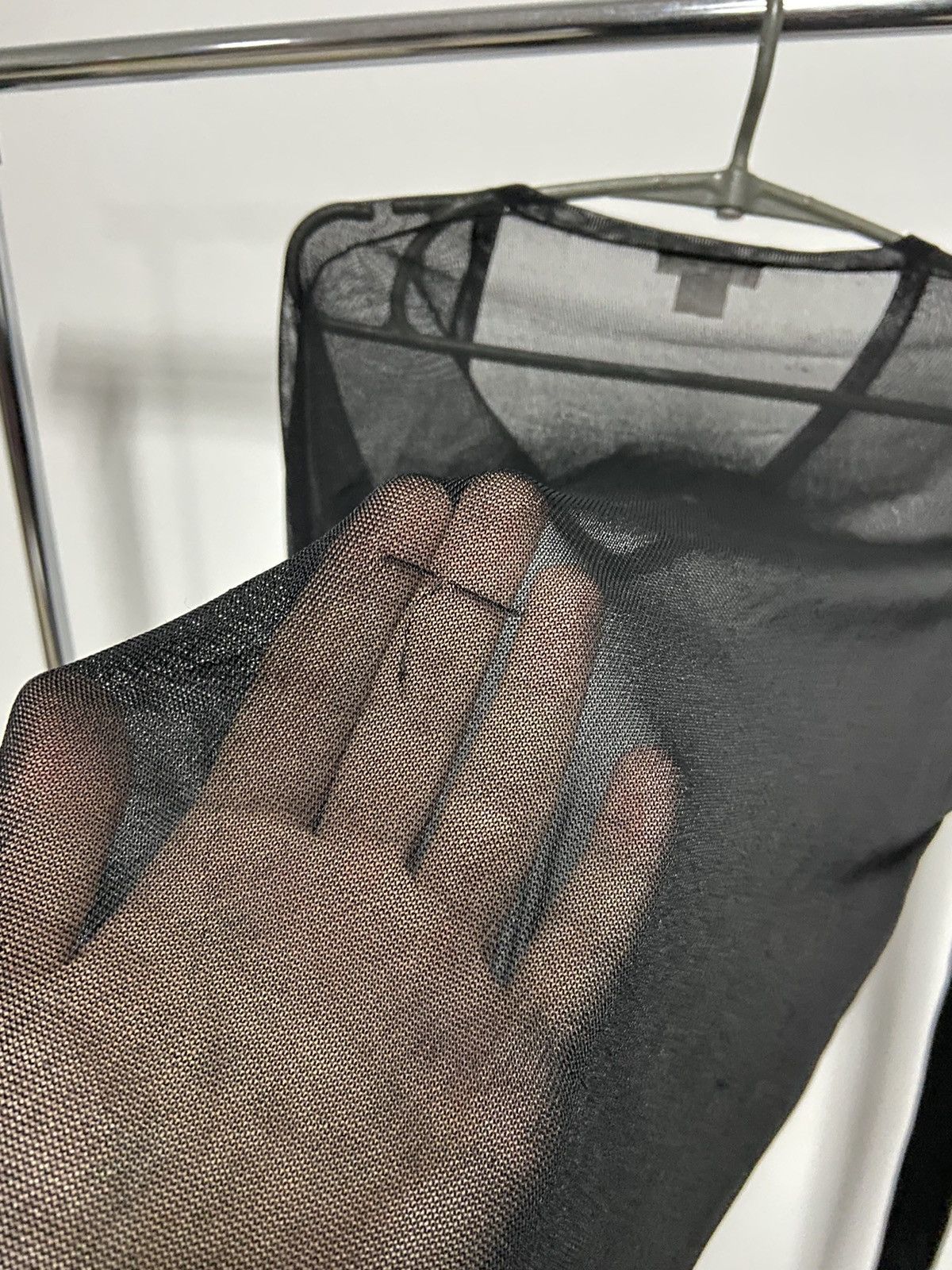 Helmut Lang × Vintage Helmut lang vintage mesh longsleeve women's v neck Size M / US 6-8 / IT 42-44 - 10 Thumbnail