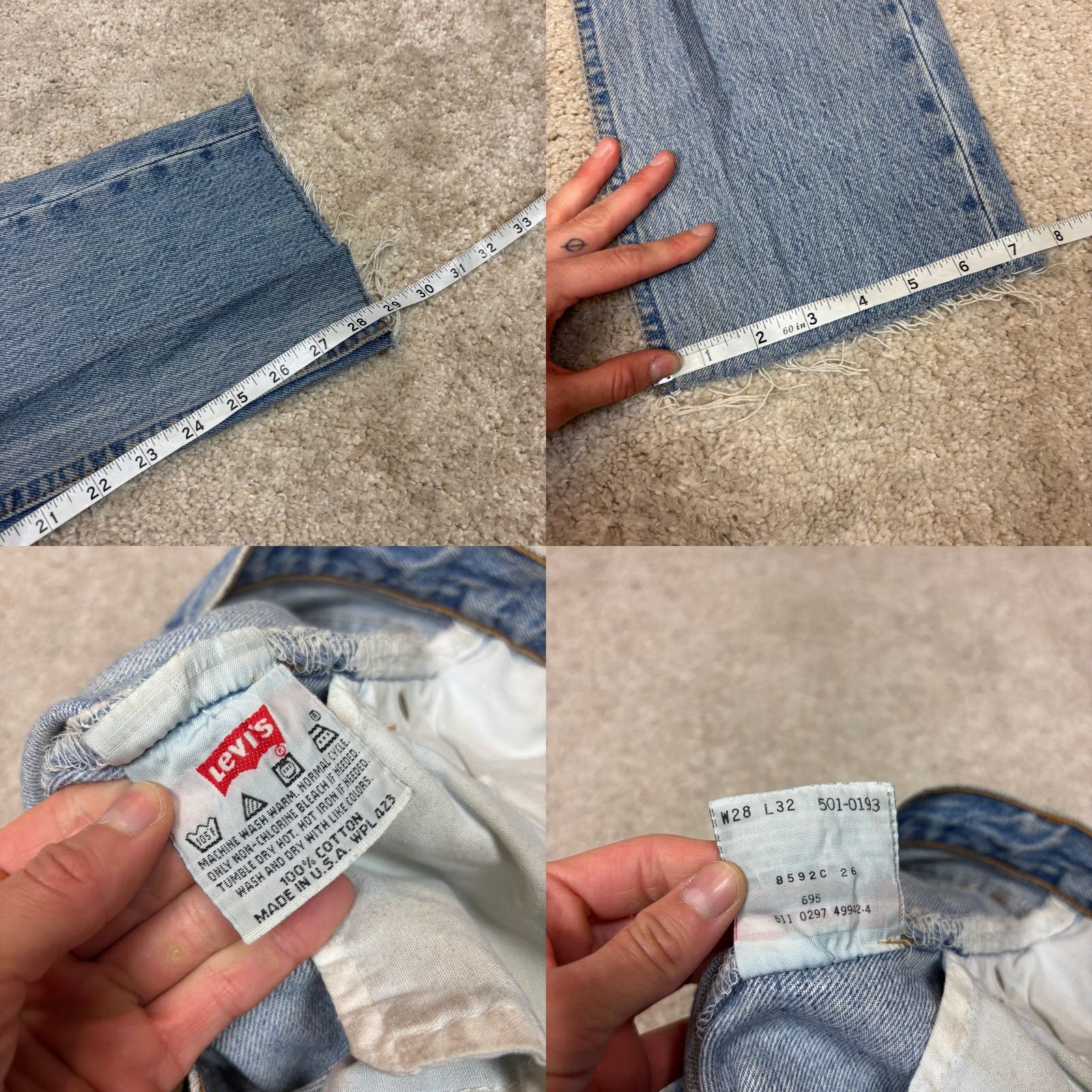 Levi's VINTAGE Levi's 501 Jeans Straight 28x32 Made in USA 90s Raw Hem Blue Size US 28 / EU 44 - 8 Thumbnail