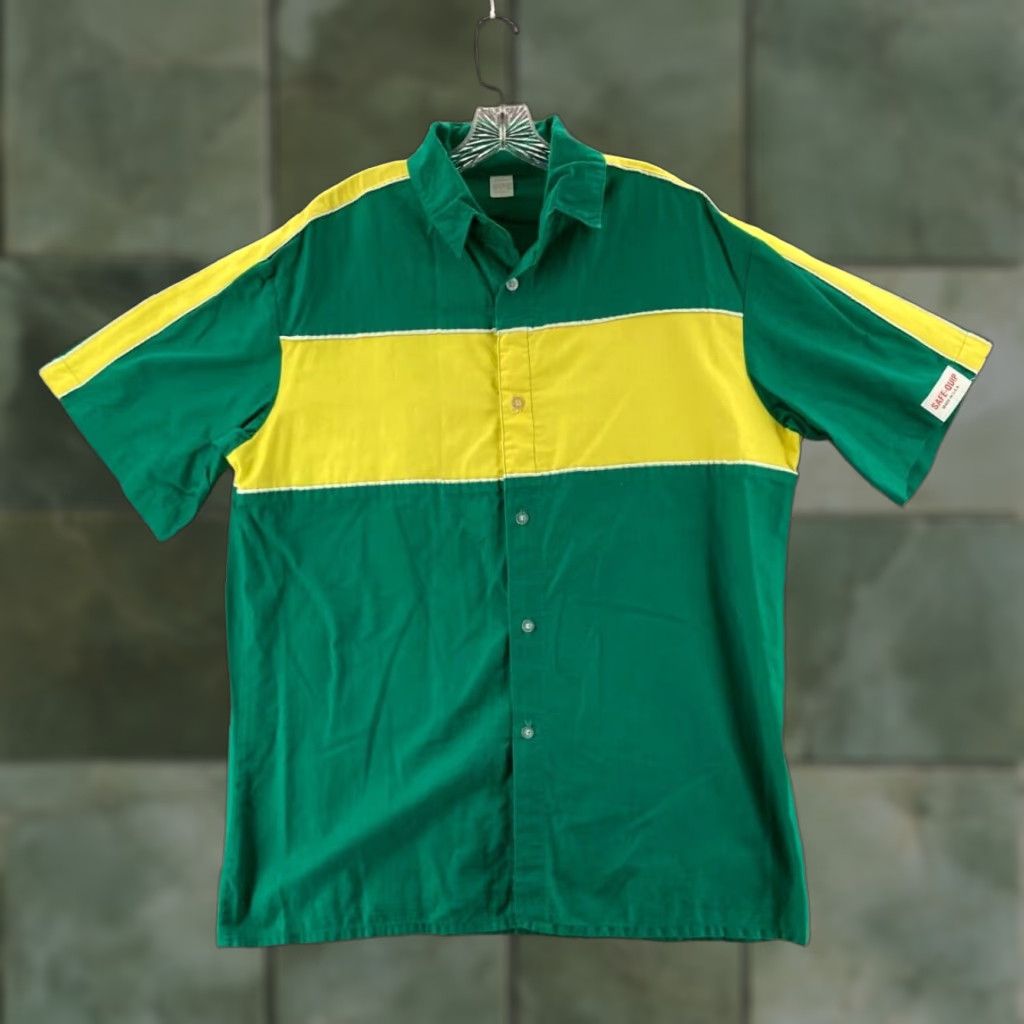 Vintage Vintage Safe Quip Shirt Mens XL Green Yellow Short Sleeve Racing Mechanic 70s Size US XL / EU 56 / 4 - 1 Thumbnail