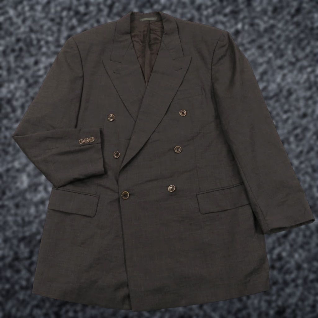 Hugo Boss VINTAGE Hugo Boss Blazer 44L Charcoal Six Button Double Breasted Coat Men Wool Solid Notch Lapel Regular Jacket Regular Mens Size 44R - 1 Thumbnail