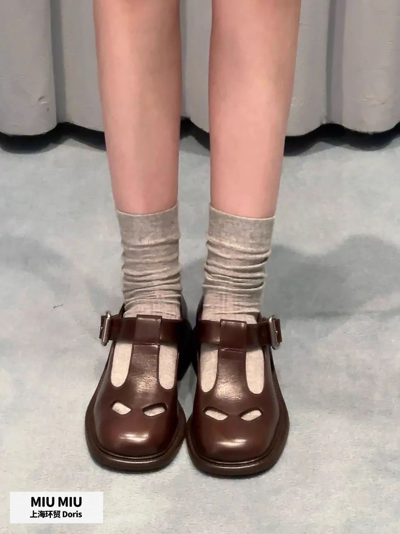 Miu Miu MIU MIU Deep Brown T-bar Mary Jane Buckle Pumps Size US 7 / IT 37 - 9 Thumbnail