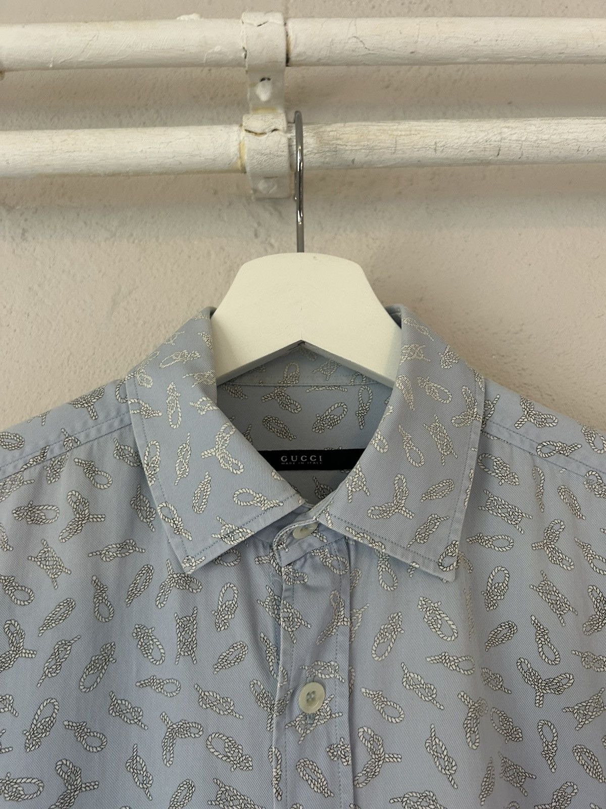 Gucci Gucci Light Blue Bee Embroidered Shirt - Size 38 Size US S / EU 44-46 / 1 - 2 Thumbnail