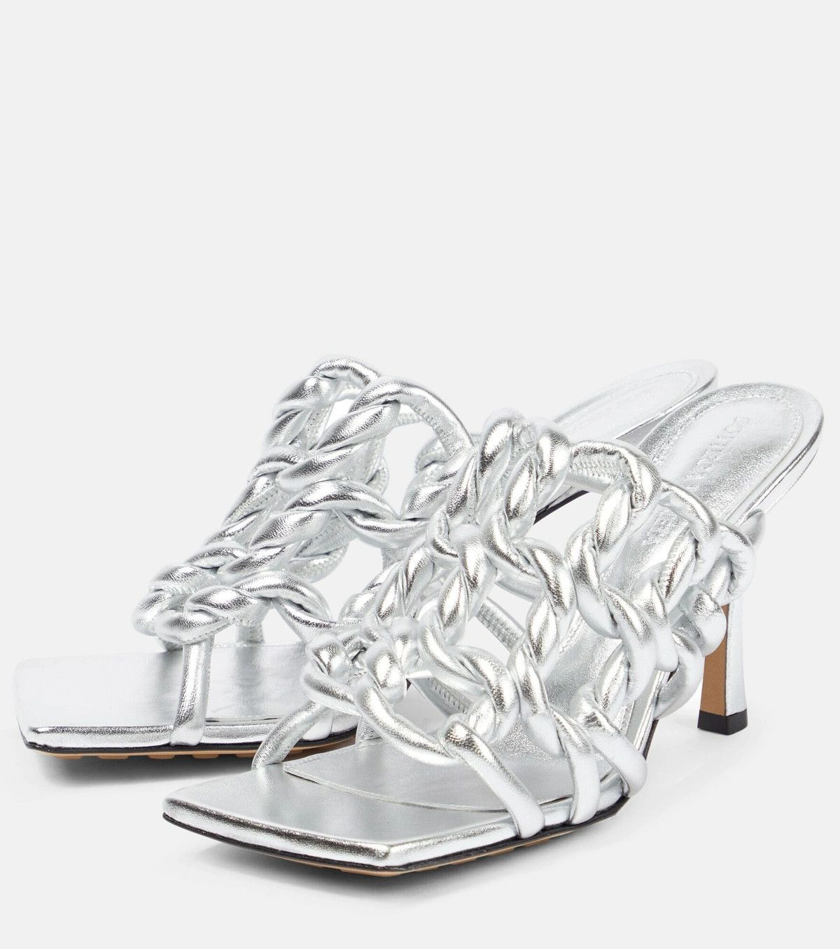 Bottega Veneta o1y0725 Spool Heel Mules in Silver Size US 7 / IT 37 - 2 Thumbnail