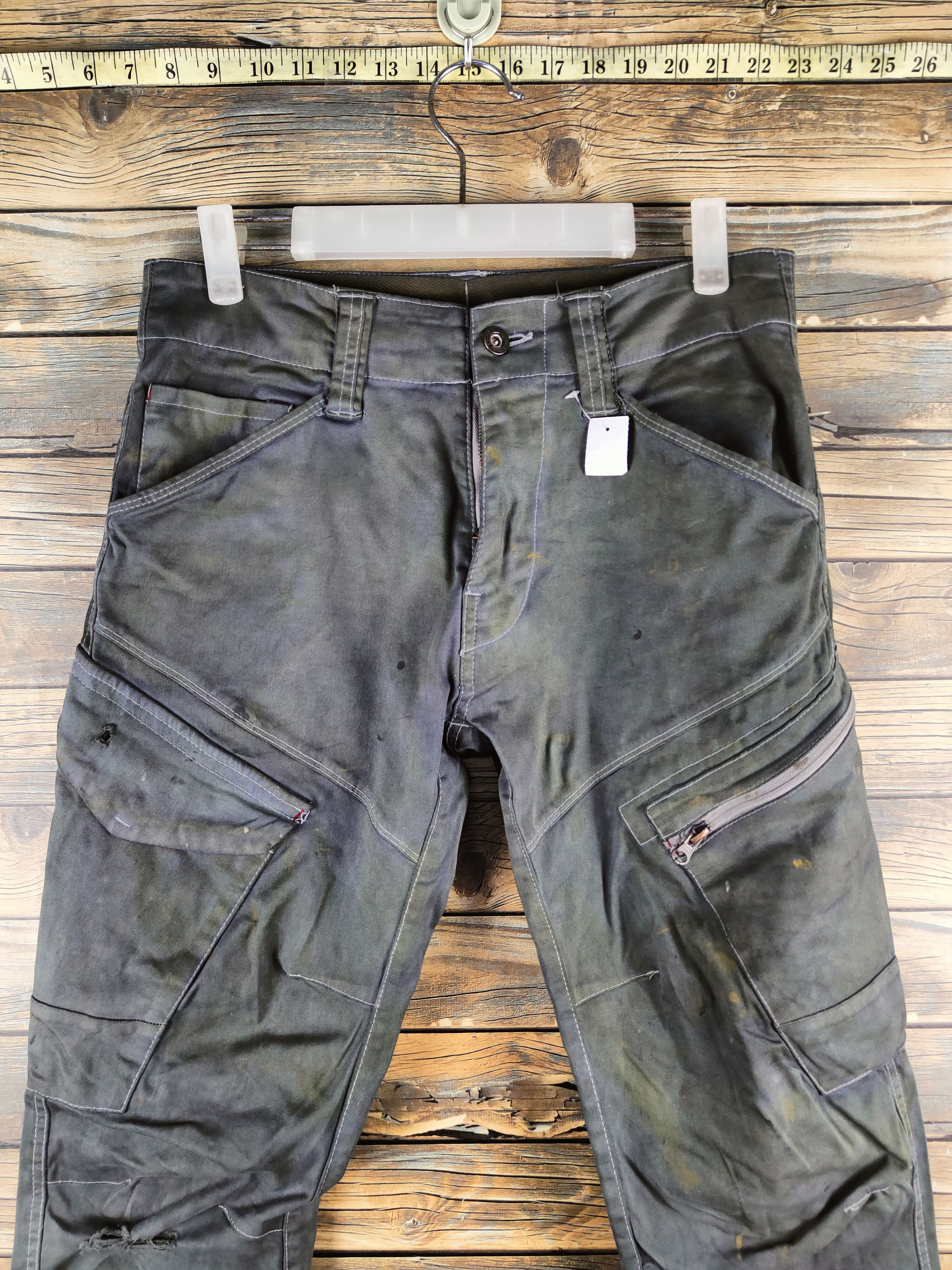 Japanese Brand Genba-Xebec Olive Multipocket Cargo Pants #46-625 Size US 29 - 2 Thumbnail