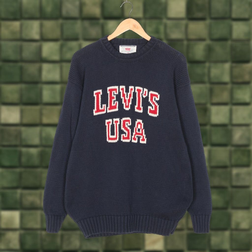 Levi's VINTAGE Levi’s USA Jumper Shirt XL Men Blue Cotton Crew Neck Knit pullover Size US XL / EU 56 / 4 - 1 Thumbnail