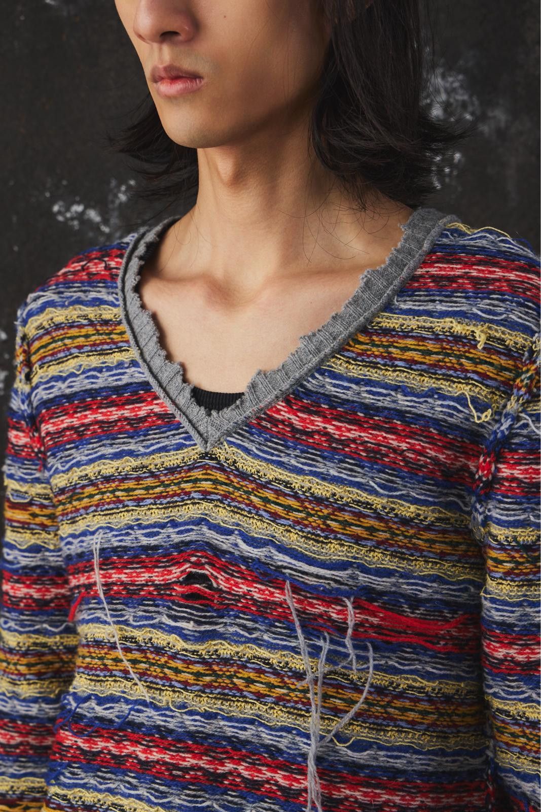 Maison Margiela Maison Margiela Distressed Multicolor Knit Sweater Size US M / EU 48-50 / 2 - 6 Thumbnail
